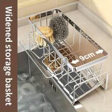 Stainless Steel Kitchen Sink Organizer With Drainage Function, Multi-Functional Kitchen Sink Storage Rack, Suitable For Storing Cleaning Sponges, Dishcloths, Soap Bottles And Other Cleaning Tools, Space-Saving Design, Perfect For Modern Kitchens. Elegant And Sophisticated Appearance, Waterproof And Rust-Proof Material. Eliminates Countertop Clutter, Enhances Quality Of Life. Easter Gift, Mother's Day Gift. Perfect Gift Choice. - Multicolor - View 10