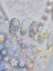 1 miếng dán móng tay hình sứa và cá heo trong suốt, hình dán móng tay 5D dễ thương chủ đề đại dương tươi mát và hoa cúc, phụ kiện trang trí móng tay, đầu móng tay, phù hợp cho bé gái và phụ nữ, dụng cụ làm móng tốt nhất, miếng dán móng tay, phong cách móng tay Y2K. - Nhiều màu - Xem 5