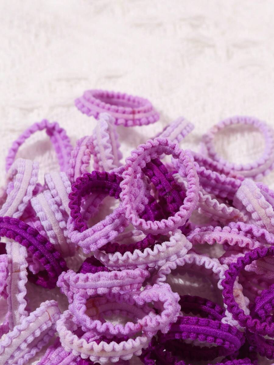 100pcs/Pack Random Color Children's Spiral Hair Ties - Purple - View 1