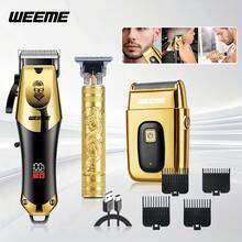 WEEME 3 Piecesmen's Trimmer Digital Display Set, USB Charging, Adjustable Blade, With Gear Steering Wheel, Available In Gold And Black, Perfect For Hair And Body Hair, Ideal Gift For Holiday Home And Daily Styling. - Multicolor - View 6