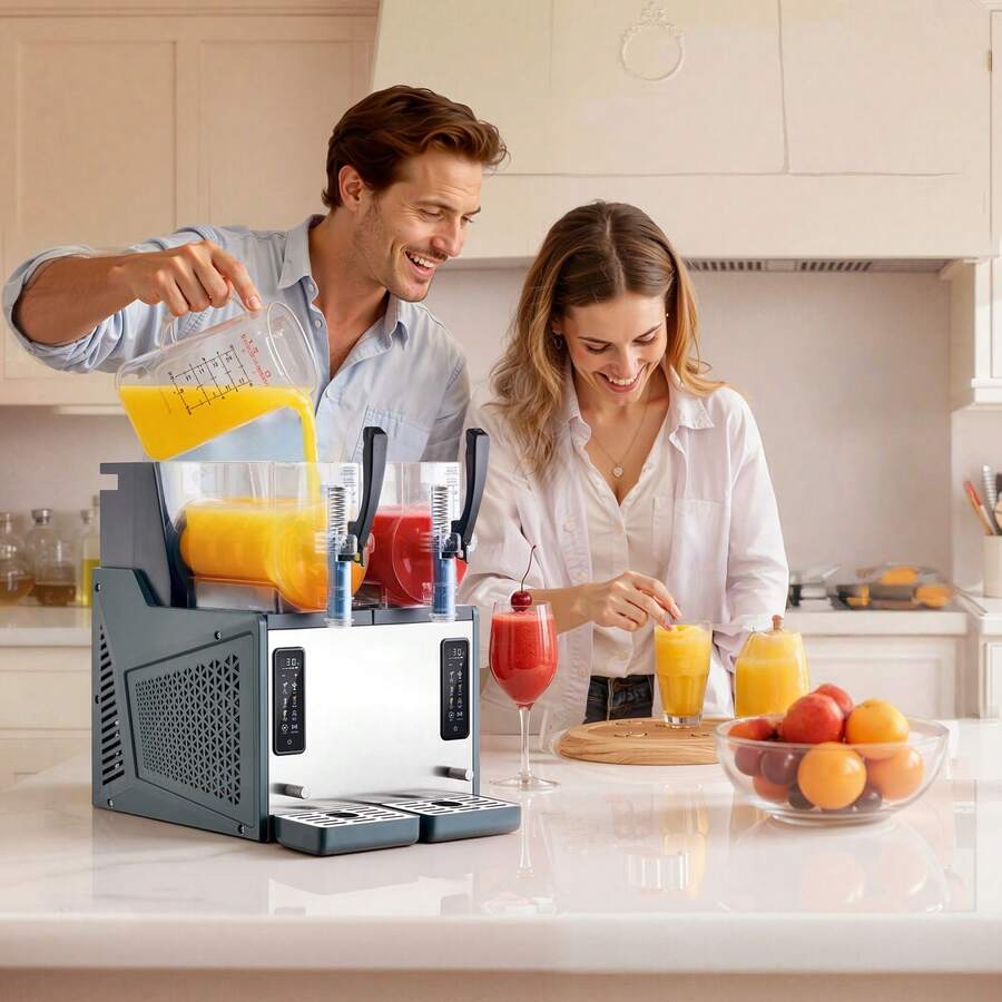 Slushie Machine, 4L/135oz X 2 Tank Slushy Machine For Home, No Ice Needed Frozen Drink Maker, Margarita Maker With Self-Cleaning, For Frozen Margaritas, Frappés, Milkshake & More - 4L/135oz X 2 Tanks - View 1
