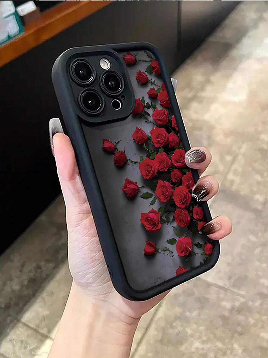 1个时尚高端红色玫瑰防滑耐用手机壳，兼容 17/17 Air/17 Pro/17 Pro Max/16/16 Pro/16 Pro Max/Galaxy S26/Galaxy S25 [国际版，非国内版] - 黑色 - 查看 1
