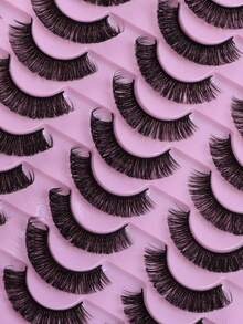 20 Pairs D-Curl Full Strip Lashes, Thick & Dense False Eyelashes, Reusable Faux Mink Lashes - Black - View 3