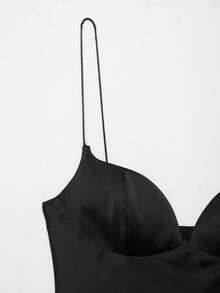 DEEKA Spring/Summer New Women's Fashion Sexy Lace Satin Top - Black - View 7