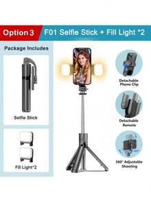 Portable Lightweight Extendable Selfie Stick Tripod With Wireless Remote, Detachable Phone Holder With Optional Fill Light, Suitable For Group Selfies, Live Streaming, Video Recording, Compatible With IOS And Android Devices - View 14