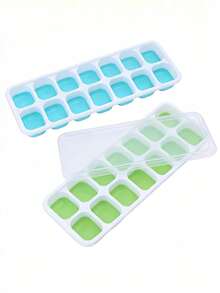 2 piezas de moldes de cubitos de hielo de silicona con tapas, moldes de hielo cuadrados fáciles de liberar, certificados LFGB - Multicolor - Ver 13