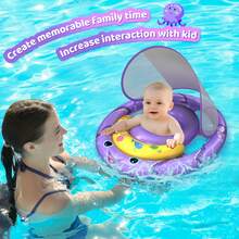 Inflatable Baby Pool Float With UPF50+ Canopy, Play Console & Adjustable Safety Seat For Infants 6-36 Months - Purple - View 4
