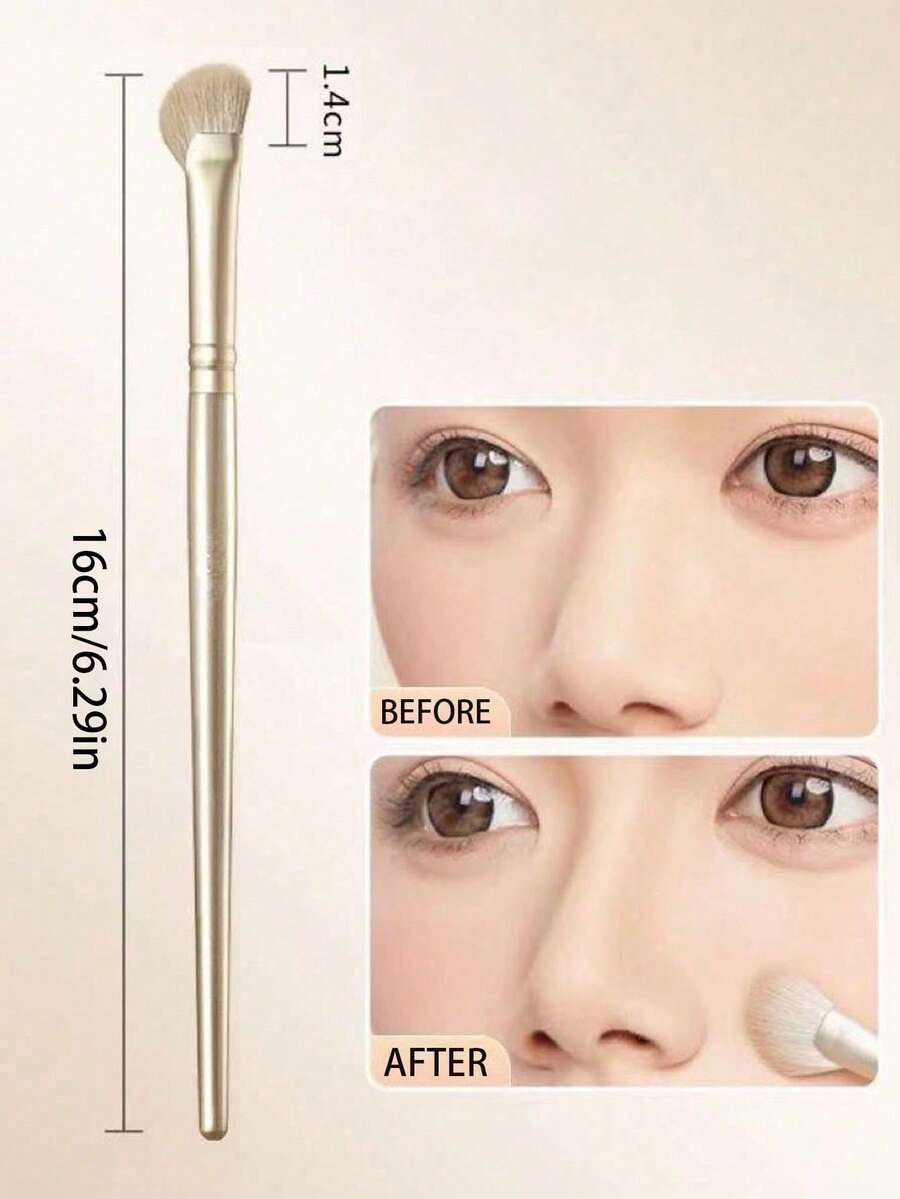 2 cọ trang điểm mũi mềm cầm tay dạng vát, dụng cụ trang điểm chuyên nghiệp dùng để đánh highlight và má hồng.
