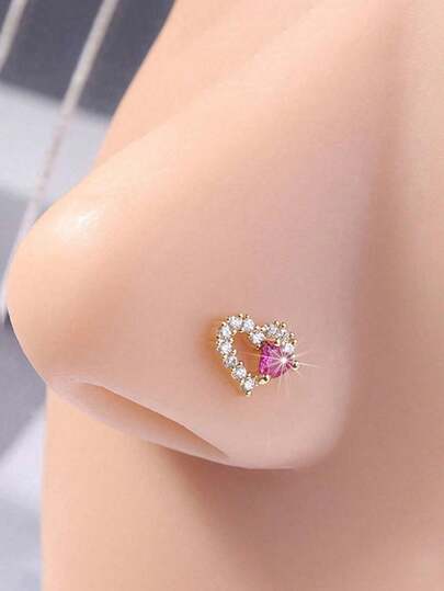 1 قطعة من الأنف الأنفي على شكل حرف L، خاتم أنف بشكل قلب بسيط ورقيق، خرم أنف عصري للنساء