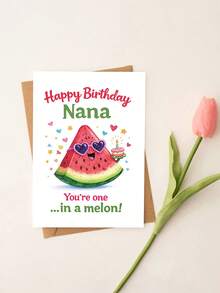 1 tấm thiệp chúc mừng sinh nhật Nana "Có một không hai" kèm phong bì - Thiết kế hình quả dưa hấu dễ thương, món quà vui nhộn dành cho bà từ các cháu và gia đình, bên trong để trống. - A - Xem 7