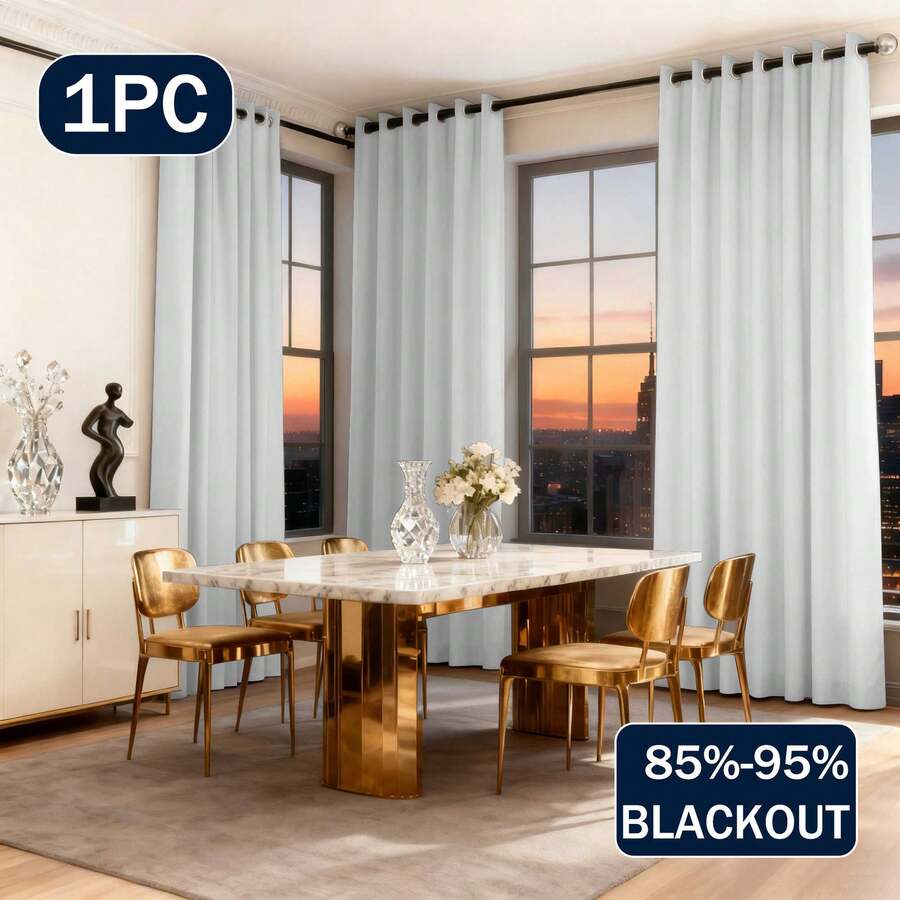 Bộ 1/2 rèm cửa polyester màu trơn, cản sáng, cách nhiệt, thích hợp cho nhà bếp, phòng ăn, phòng khách, phòng ngủ, phòng học, màu đen hoặc xám đậm. - trắng - Xem 1