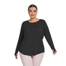 Women Plus Size Sports Tees & Tanks - 黑色 - 查看 3