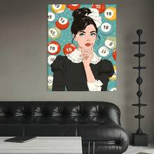 Enmarcado 1 pieza, con marco,  [2D Plano] Arte Divertido Estilo Manga Póster o Lienzo de Arte Moderno, Arte Vintage y de Boletos, Impresión de Arte de Chica Afortunada con Bola, 2D Plano - Enmarcado - Ver 4