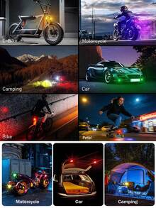 1-2-5 Stück/Set 12V COB Rot & Blau Blinklicht, geeignet für Motorrad, Fahrrad, Elektrofahrzeug Atmosphäre Dekorationszubehör - COB-Blitz - Übersicht 8
