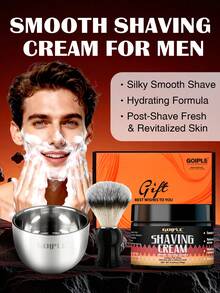 GOIPLE 男士剃须膏，柔滑剃须皂，保湿软化胡须护理剃须啫喱，保持肌肤清新洁净，滋养干燥肌肤，泡沫丰富，缓解剃须压力，温和剃须膏（5.64盎司/160克），男士生日或节日理想礼物 - 膏狀 - 查看 1