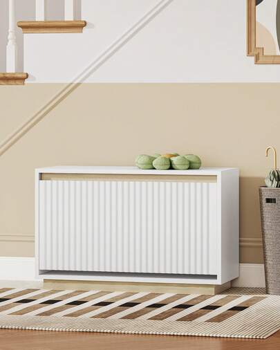 HEXCELEN Banco para sapatos com assento, sapateira com mecanismo de inclinação, organizador de sapatos compacto, 12 compartimentos, prateleiras removíveis, sala de estar, corredor, entrada, 30 x 75 x 53 cm, branco