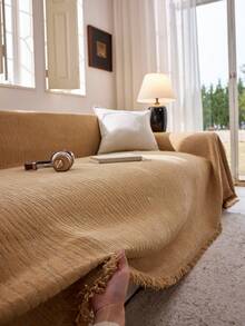 1件装奢华丝绒沙发套，波西米亚风格沙发套，加厚时尚优雅沙发保护套，高端品质，装饰性沙发套，宠物友好，防滑，防尘，防刮擦，四季皆宜，适用于卧室、客厅、书店、办公室、汽车、俱乐部、派对等场所，适用于1-4人沙发、L型沙发 - 卡其色 - 查看 7