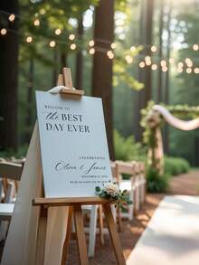 Customized Wedding Welcome Sign, Engagement Welcome Sign, Party Decoration Sign, Available In Multiple Sizes, Customized Wedding Reception Sign, Customized Bride & Groom Photo Sign, Cute, Modern, Customized, Unique, Personalized, Ideal Gift For Him, Ideal Gift For Friends, Suitable For Anniversary, Birthday, Housewarming, Graduation, Applicable To Kitchen, Dining Room, Bedroom, Office, Living Room, Home, Garden, Tea Room, Printed Graphics - Multicolor - View 3