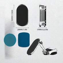 1pc Foldable Magnetic Car Phone Holder, 360° Rotatable Magnetic Phone Stand, Magnetic Dashboard Phone Mount, Suitable For All Smartphones (Silver + Black) - Multicolor - View 11