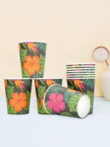 10 Stücke/30 Stücke/50 Stücke Hawaiianische Party Papiertassen, Sommer Einwegbecher, Hawaiianische Hibiskus Einwegtrinkbecher, Tiki Sommer Party Zubehör, Trinkgefäße, Hawaiianische Becher, Partydekoration, geeignet für Hawaiianische Aloha Luau, Tropischer Strand, Pool Party Zubehör - Mehrfarbig - Übersicht 4