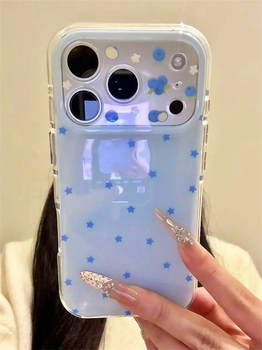 可爱卡通星星和夏季水果图案相机保护手机壳，适用于 17 Pro Max、17 Pro、17、16 Pro Max、16 Pro、16、15 Pro Max、15 Pro，Y2K 可爱亮面果冻防摔保护后盖