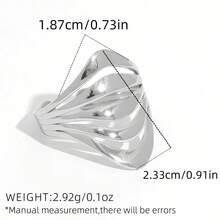 Frminee 3件/1件 复古可叠戴金色不锈钢几何金属多层防水极简时尚女式首饰 - 銀色 - 查看 9