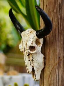 1pc Nordic Viking Culture Animal Skull Wall Decor, Resin Faux Animal Sheep Skull Decoration Wall Hanging, Home Bar Restaurant Party Wall Art - Multicolor - View 6