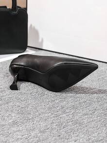 Elegant Versatile High Heel Pumps For Women, 7cm Mid Heel, Pointed Toe, Stiletto Heel, Sexy Black, Soft Upper, Soft Sole, Work Shoes - Black - View 6