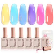 Beetles Nude Gel Nail Polish Set - 6 Colors Nude Pink Brown Neutral Jelly Gel Polish Kit - 6 Colos Crystal Candy - 查看 7