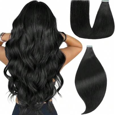 20 lọn tóc nối dán dành cho người lớn, 100% tóc thật, thẳng, tự nhiên, nhẹ, không rụng, dễ lắp đặt, phù hợp với mọi người - 50g/gói