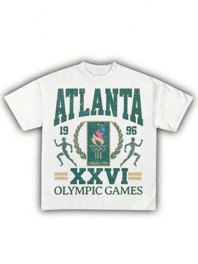 "ATLANTA"-Round-Neck Short-Sleeved T-Shirt