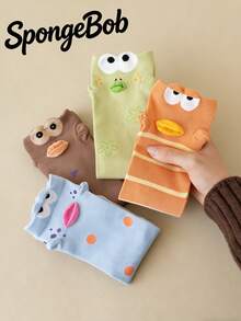 SpongeBob SquarePants 海绵宝宝方裤 4 双装 女款丑萌丑萌卡通小丑鱼中筒袜 - 彩色 - 查看 2