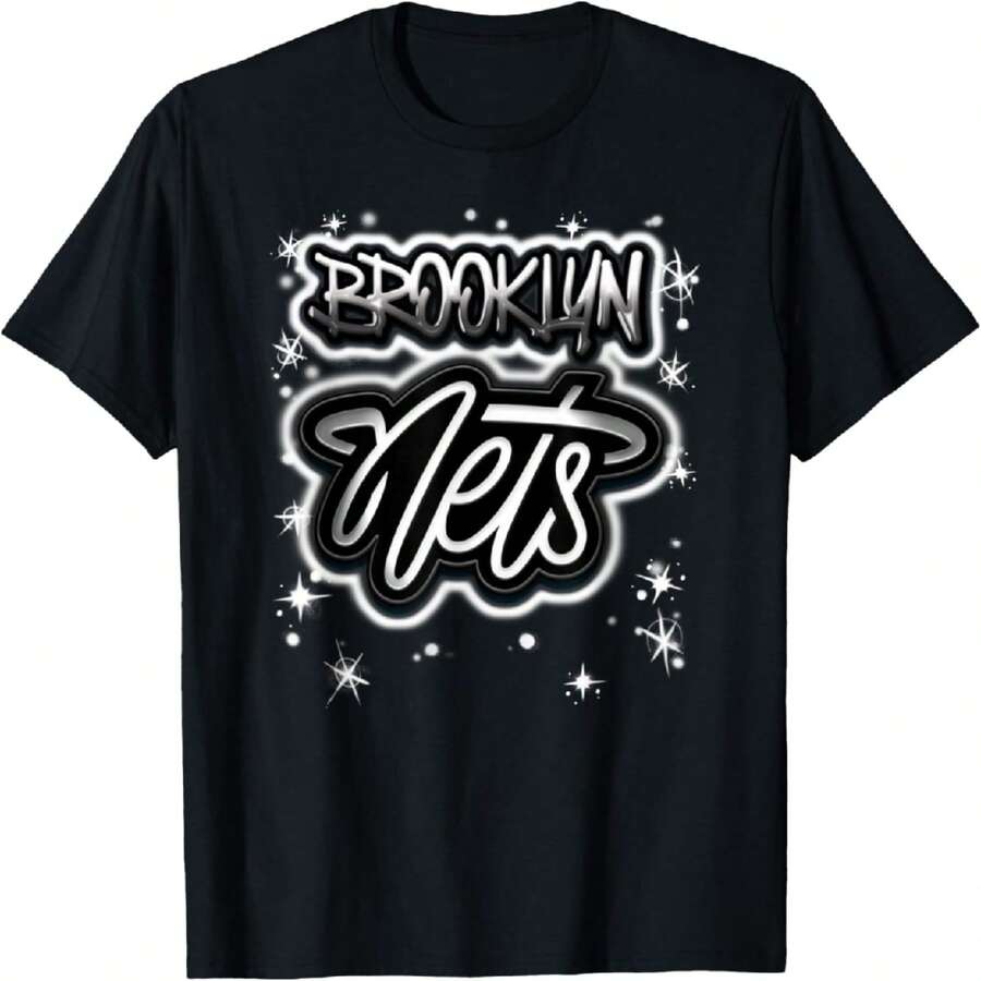 Brooklyn Nets Airbrush Logo T-Shirt - Black - View 1