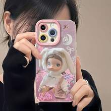 Muñeca de conejita blanca con temática rosa y poder femeninofunda de teléfono Fundas compatibles con Samsung,Apple,VIVO,OPPO,Motorola,Google,Xiaomi y Honor.Fabricadas en silicona TPU,ofrecen protección contra golpes y caídas. - Blanco - Ver 6