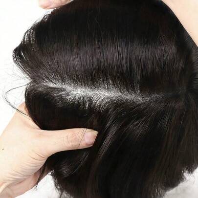 Tóc nối kẹp 10 inch dành cho nữ, tóc Remy, kiểu thẳng, thiết kế cơ bản, 1 lọn tóc thật 10 inch - Lý tưởng cho phụ nữ có mái tóc mỏng ở mọi hoàn cảnh, giúp che phủ vùng tóc rụng, kích thước 4*4.5 cm, màu đen, tóc thật, tóc giả nữ, kiểu thẳng, giúp tăng độ dày tóc, đặc biệt phù hợp cho các cô gái, giúp làm dày tóc và che phủ vùng tóc rụng nhỏ trên đỉnh đầu, thích hợp cho việc thay thế tóc cho phụ nữ.