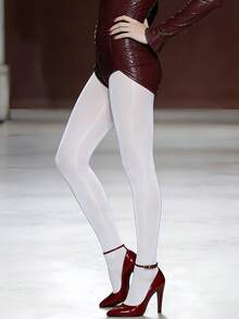 女士超薄亮泽紧身裤 - 白色半透明打底裤，优雅塑形打底裤，适合约会、派对及四季穿着，可机洗 - 白色 - 查看 5