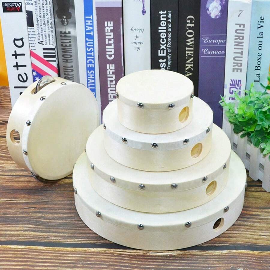 4/6/7/8/9/10 Inch Hand Drum, Wooden Drum, With Drumstick Set, Music Game Toy Percussion Instrument - Multicolor - View 1