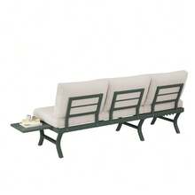 Garden Furniture Set, Outdoor Sofa, 3-Seater Sofa, With Adjustable Reclining Function (5 Positions, Up To 55°), With Table, Galvanized Steel Tubing, Includes A Table (Position Can Be Changed), Green - Green - View 7