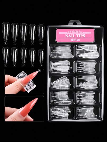 100 peças de molde de modelagem rápida para unhas, molde dupla face para unhas postiças de acrílico, gel UV, gravação, cobertura total, ferramenta para alongamento de unhas.