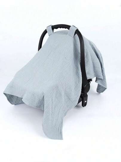 1pc Baby Solid Color Basket Cover, Breathable Soft Muslin Bassinet Cover, Stroller Canopy, Multi-Functional Soft Baby Stroller Cover, Essential Baby Outdoor Item, Perfect Gift For Baby