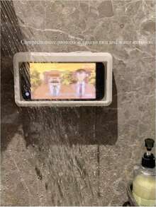 1个免钻孔防水防雾浴室手机支架，360°旋转高灵敏度触摸屏壁挂式手机壳，通用浴室厨房壁挂支架，适用于6.8英寸以下手机，兼容 14/13/12/11 Pro Max/XS/XR，浴室配件礼品 - 彩色 - 查看 9