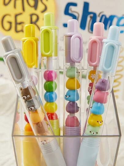 2 chiếc bút bi xoắn ngộ nghĩnh, thiết kế hạt cườm sáng tạo với ngòi bút mảnh 0.5mm, hạt cườm nhiều màu sắc dùng để viết nhật ký, viết lách và làm đồ dùng văn phòng, đồ thủ công tự làm.