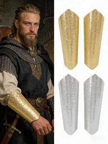 Medeltida vikingaläderarmskydd för män, retro renässans LARP-riddararmskydd - A - Visa 1