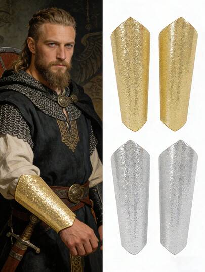 男士中世纪维京皮质护臂，复古文艺复兴LARP骑士护臂