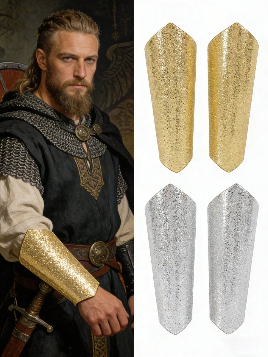 Medeltida vikingaläderarmskydd för män, retro renässans LARP-riddararmskydd - A - Visa 1