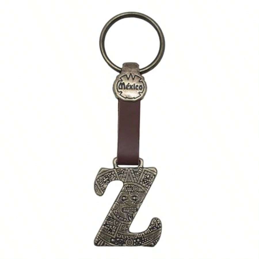 Metal Keychain With Engraved Initial And Calendar - Handmade Gift Of Mexican Heritage - 字母 Z - 查看 1
