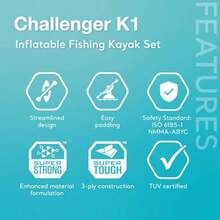 Intex Challenger - Juego Iable de Kayak con remos de Aluminio - Verde - Ver 3