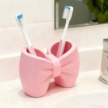 Bow Toothbrush Holder, Bathroom Vanity Toothbrush & Toothpaste Organizer Stand - A - View 4