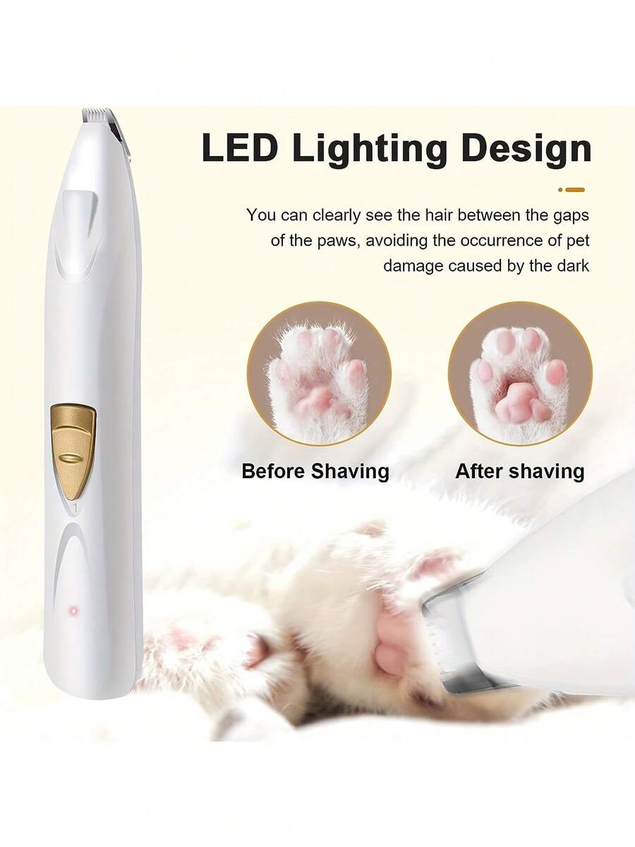 Máy cắt móng vuốt điện cho chó và mèo có đèn LED, máy tỉa lông chó chuyên nghiệp sạc USB, máy cạo lông chó mèo, mắt, mặt, tai cho thú cưng, dung lượng pin 400mAh. - Xem 1