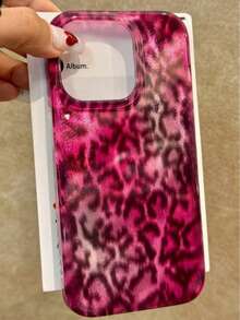 1 chiếc ốp lưng điện thoại thời trang họa tiết da báo đỏ may mắn, lấp lánh như băng giá, dành cho iPhone 17 Air 16 15 14 13 12 Pro Max, ốp lưng silicon mềm trong suốt bảo vệ ống kính. - họa tiết da báo màu hồng - Xem 3